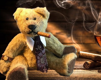 Aficionado The Cigar Bear . Teddy Bear . Cigar Bear . Cigar . Monogram