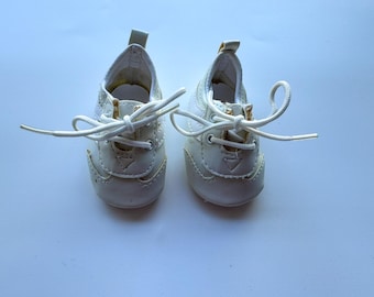 Tallina's White Lace Up Doll Shoes - Size 4 (Style #401)