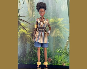 Handmade African Warrior Outfit for Barbie Dolls