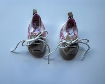 Pink Suede Doll Shoes: Size 4 Lace-Up Sneakers