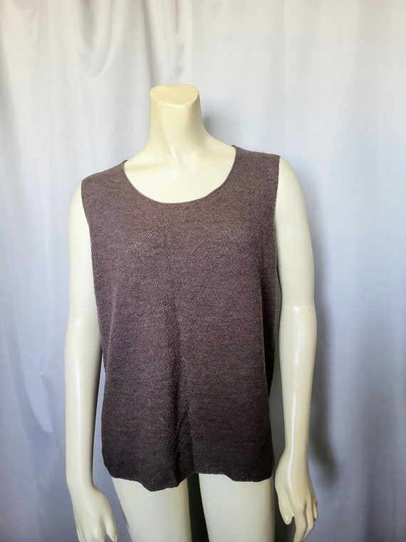 EILEEN FISHER Sleeveless Top/quality Italian Wool Knit Designer Tank Top  Blouse/chocolate Scoop Neck Pullover/gift for Her/size Xl/no.926 
