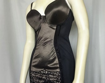 Size 38C Shapeware Pushup Bra/black Lace Corset/nude and Black Top Waist  Trainer/adjustable Straps Wired Sexy Shapeware Bra Corset/no.918 
