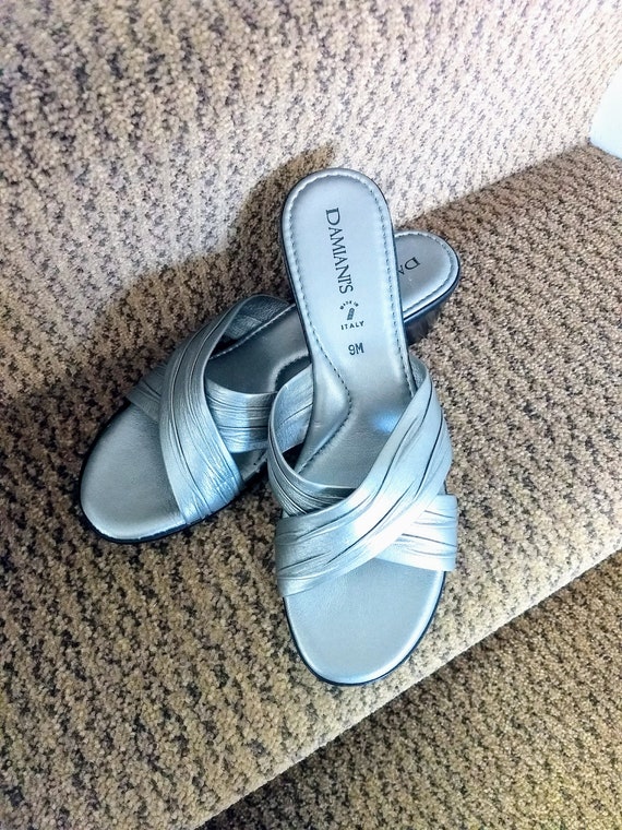 ITALIAN DAMIANIS  Slides Wedge Shoes/Summer Silve… - image 2