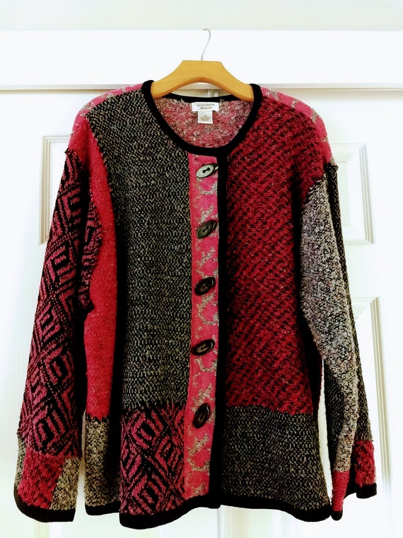 Vtg Size 2X LAURA ASHLEY Cardigan/Multicolor Fall… - image 3