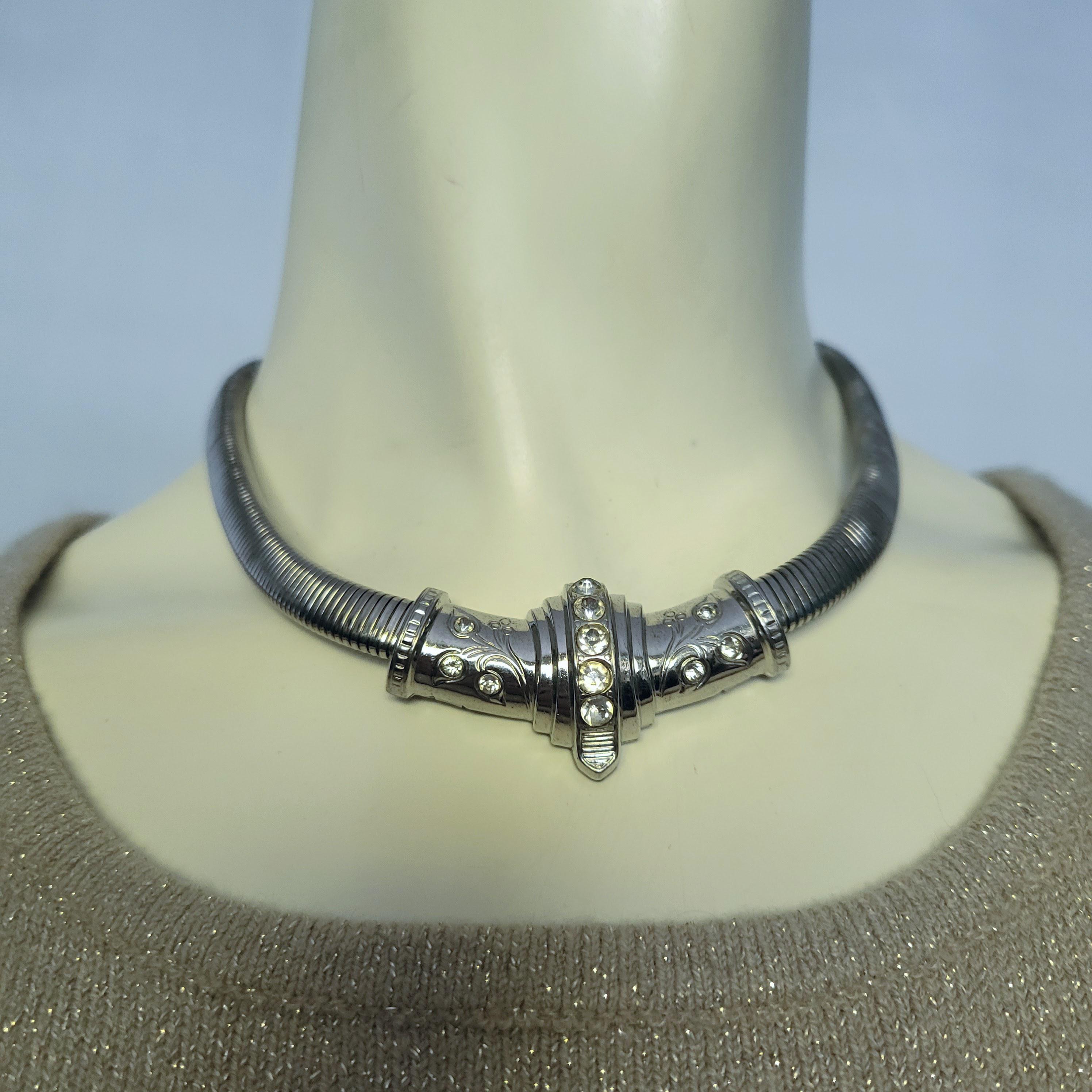Vintage Silver Shell Accent Snake Chain Necklace Solid Round Sterling Silver Snake Chain Necklace 925  main image 2
