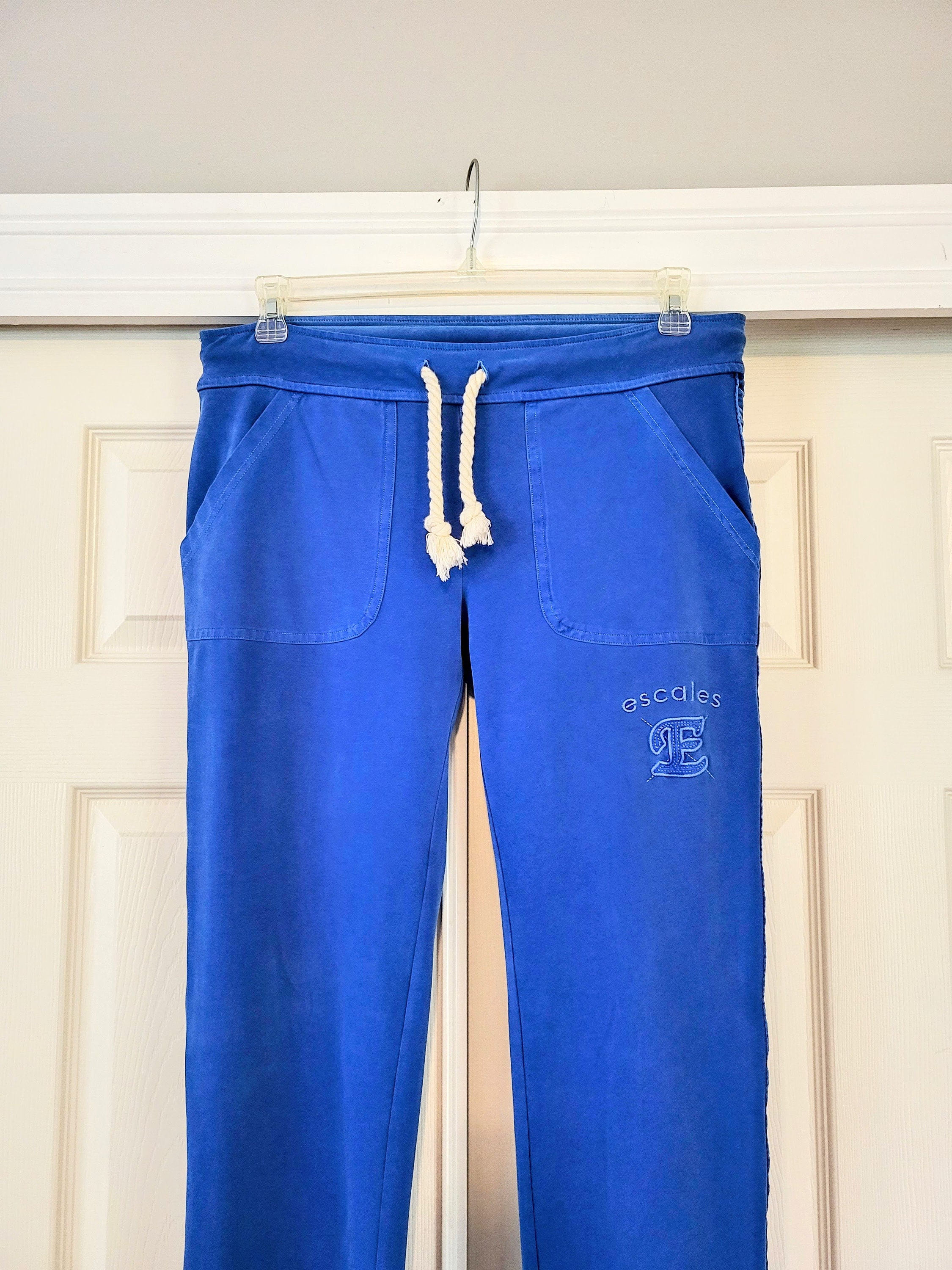 ESCALES Paris Pantalons de sport de qualite pour femmes Coton doux et extensible avec ceinture reglable Bleu royal Pantalons confortables Idee cadeau N17 Etsy France
