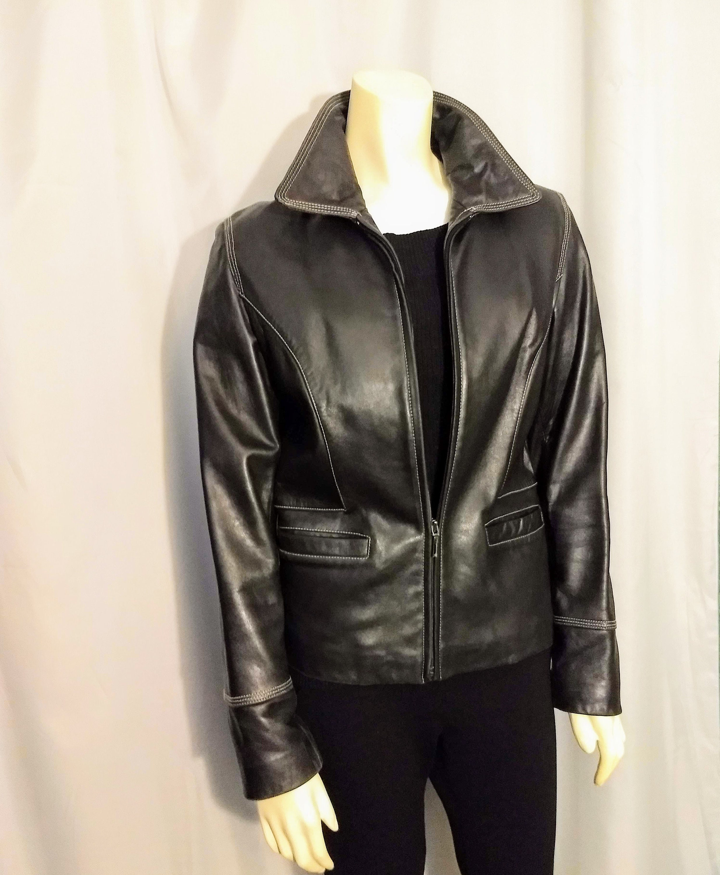 KENNETH COLE REACTION Soft Leather Jacket/black Best Quality KENNETH COLE REACTION Soft Leather Jacket/black Best Quality