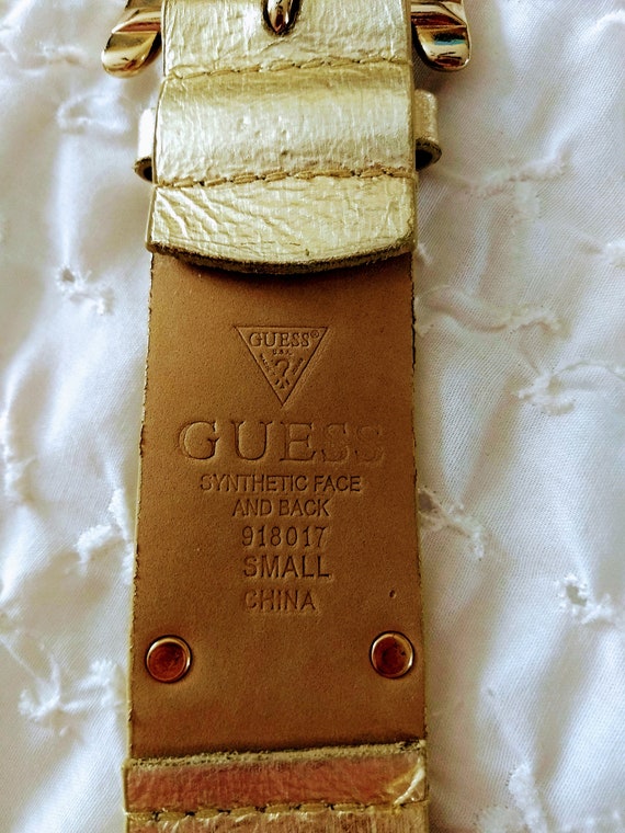 Gold Faux Leather Designer Belt/GUEES Vintage Lin… - image 9