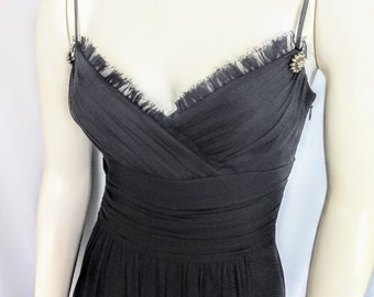 Chiffon Silk Short Formal Black Dress/Designer Elegant Romantic Cocktails Special Occasion LAUNDRY Women's Dress/Gift For Her/Size S/582