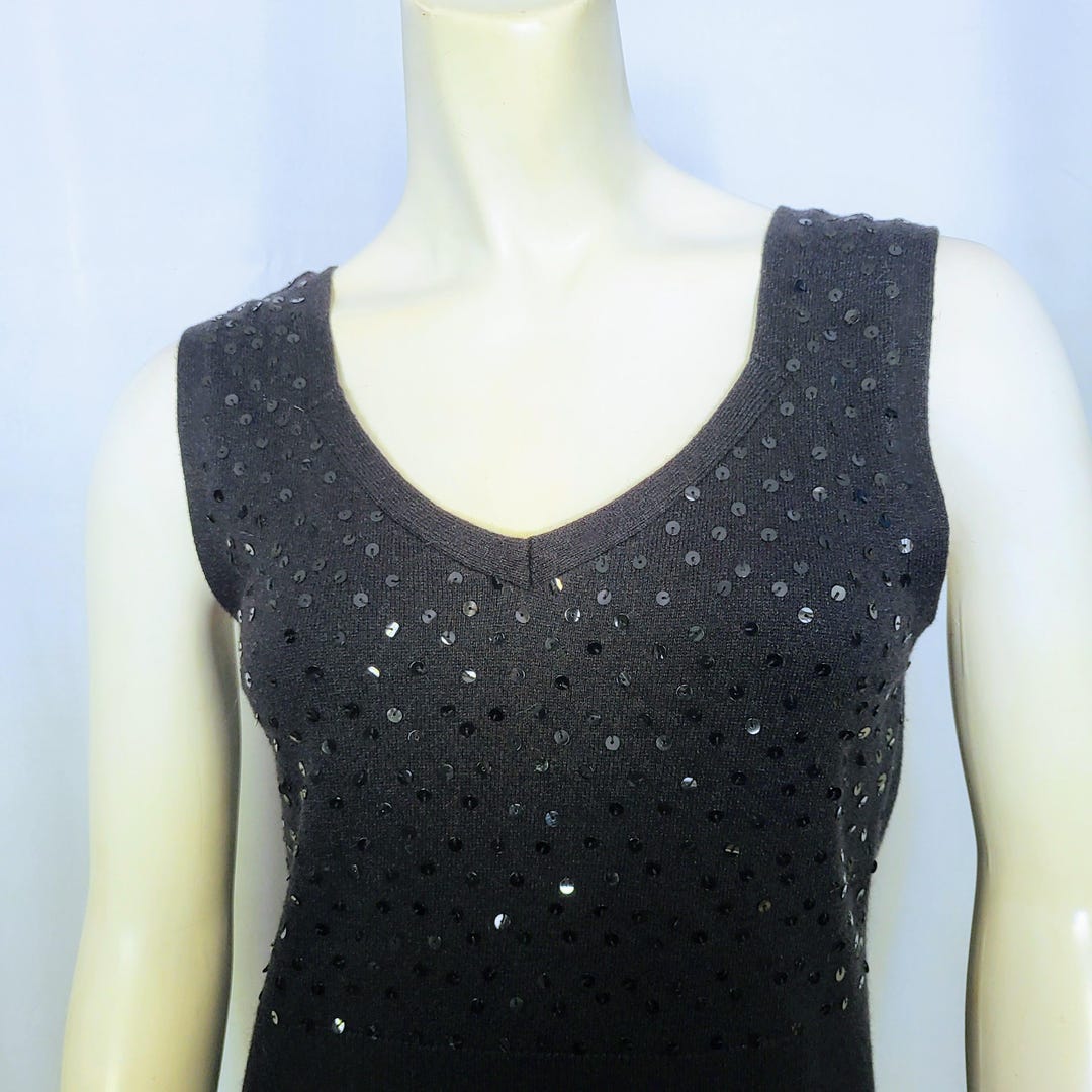Image result for FELD MANOR Black Sequin Knit Silk Tank Top/silk Angora Blend Sleeveless ...