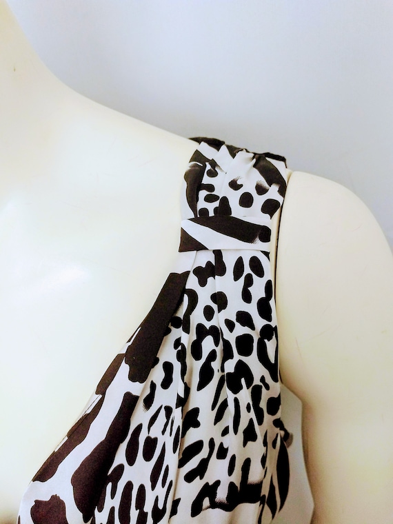 100% SILK KAY CELINE Animal Print Top/Designer Bl… - image 4