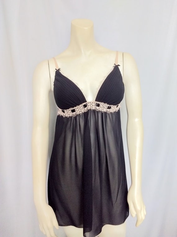 LINEA DONATELLA Black Baby Doll Short Nightgown/sheer Sexy Push-up Bra  Lingerie Sexy Teddy Nightwear With Lace Décor/gift Idea/size M/no444 -   Norway