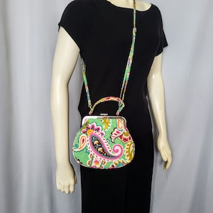 VERA BRADLEY Quilted Cotton Crossbody Hand Bag/Designer Retired Pattern Tutti Frutti Metal Frame Small Purse/ Gift For her/Gift Idea?No.177