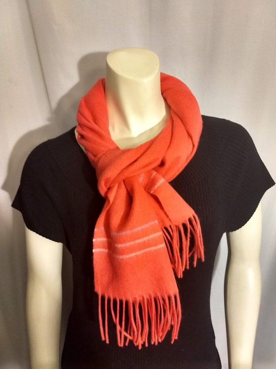 Solid Coral WOOL Winter Scarf/Super Soft and Warm… - image 1