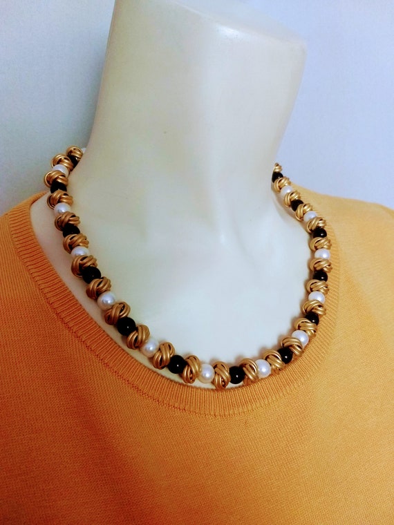 ANNE KLEIN Gold and Pearl Necklace,Vintage Multi B