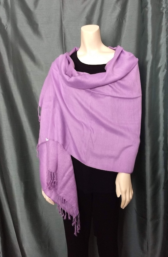 Vtg Large CASHMERE Scarf,Lavender Wrap,Oversize Sc