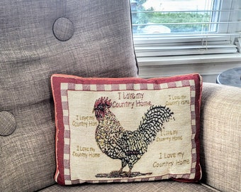 Tapiz Country Rooster Almohada pequeña decorativa/Vintage Classic Farmhouse Throw Chicken Decor Pillow/Decoración del hogar/Idea de regalo/No.169
