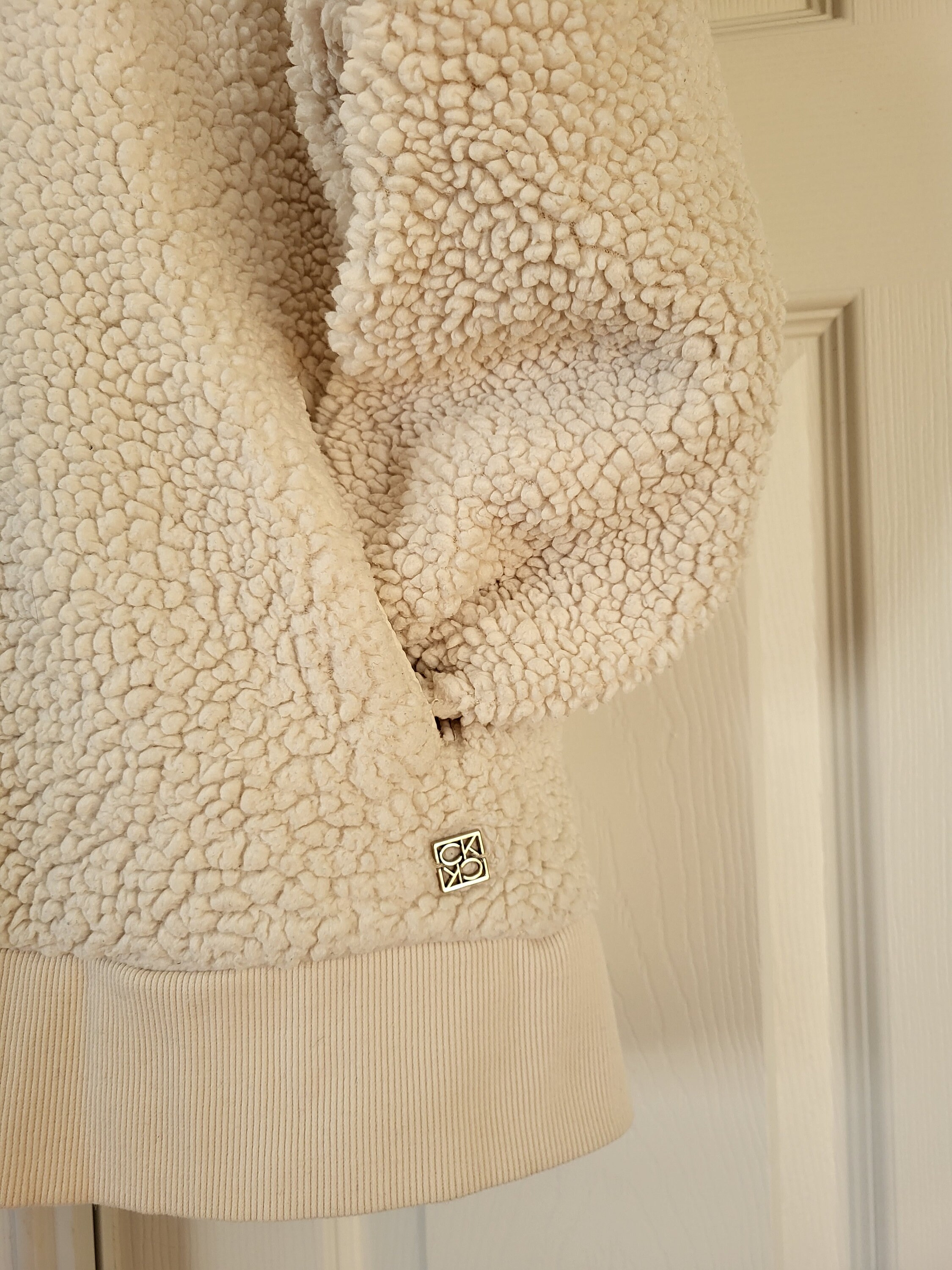 Warm Quarter L/811 Sherpa 15% Patch off Comfy - Jacket/gift Oversize Outwear Pullover/unisex Teddy Idea/size Logo Zip Style KLEIN Cream CALVIN Etsy