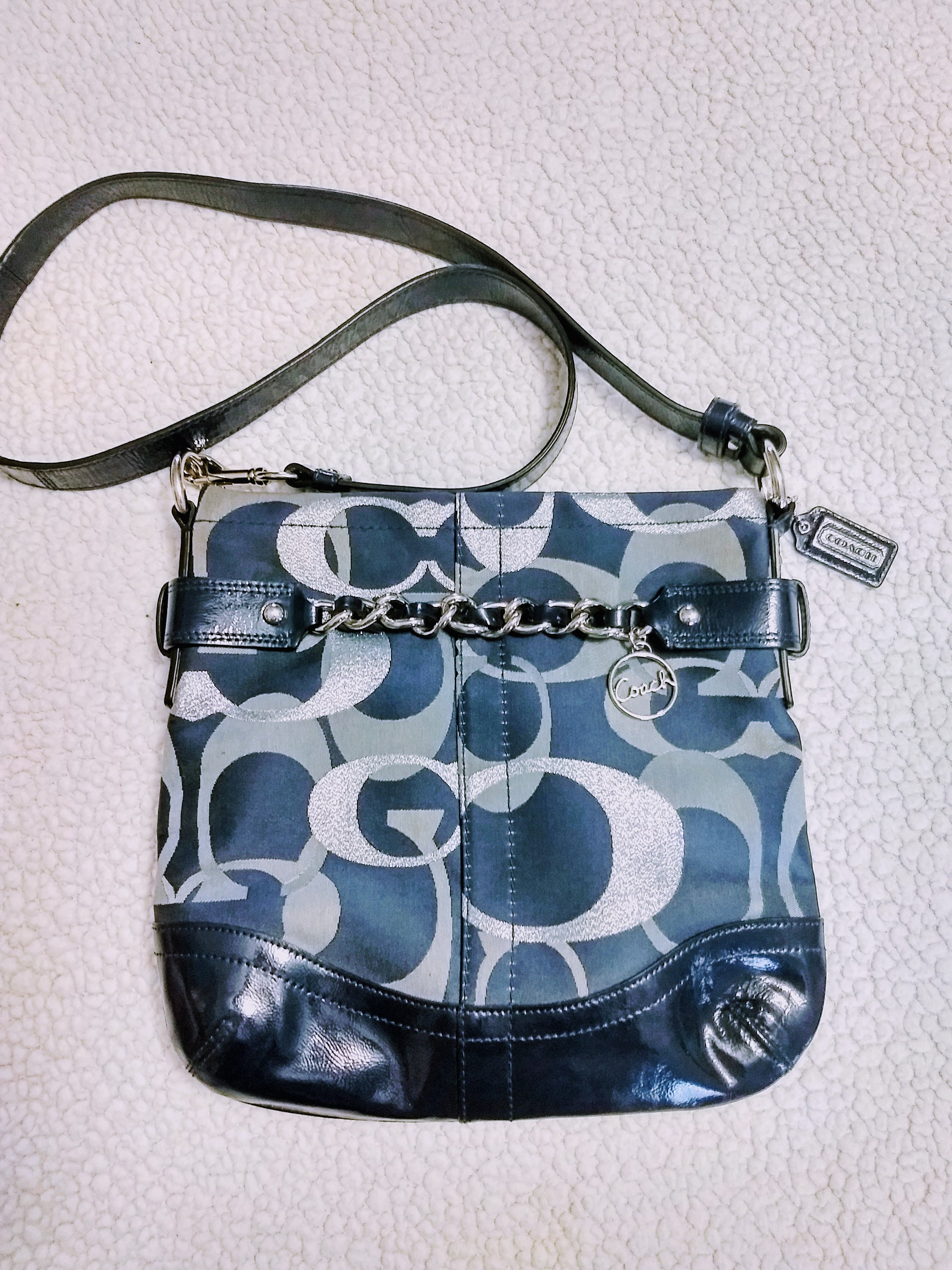 Coach Mini Sierra Satchel Signature Print Black & Gray Convertible