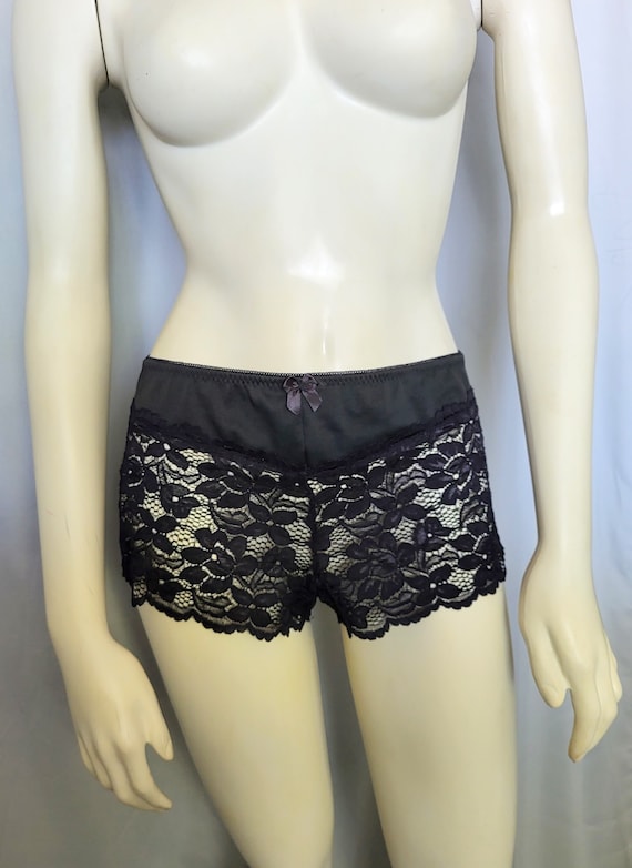 Size 1 X Luxurious Black Lace Pantie/Mini Shorts … - image 1