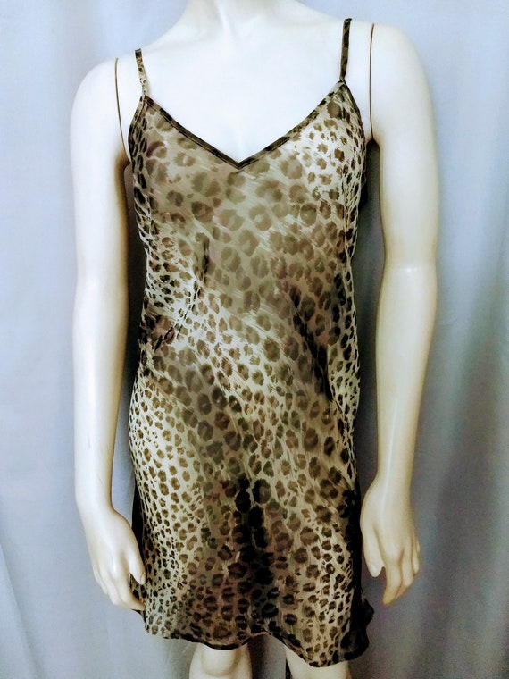 CALVIN KLEIN Animal Print Short Nightgown, Olive Gree… Gem