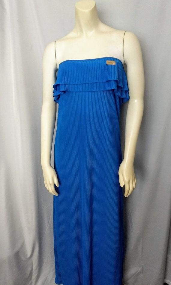GOOGI Strapless Dress/Designer Summer Dress/Royal… - image 4