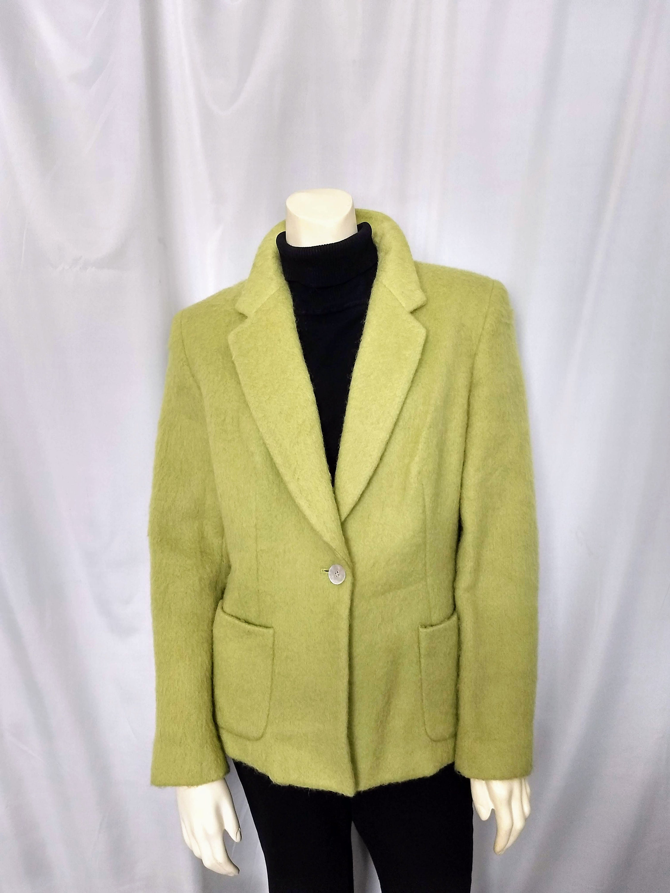 Wool Mohair Blazer/spring Green Fuzzy 