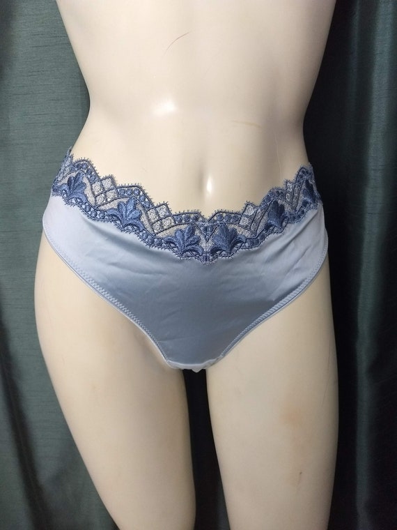 Lace French Knickers,blue Satin Underwear,luxurious Panties,best Quality CHANTELLE  Lingerie,comfortable Lace and Satin Panties,size L.no.902 