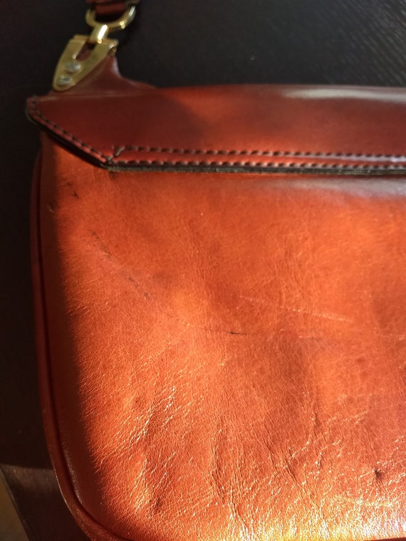 Vintage Brown Leather Shoulder Bag/calfskin Leather Medium Size