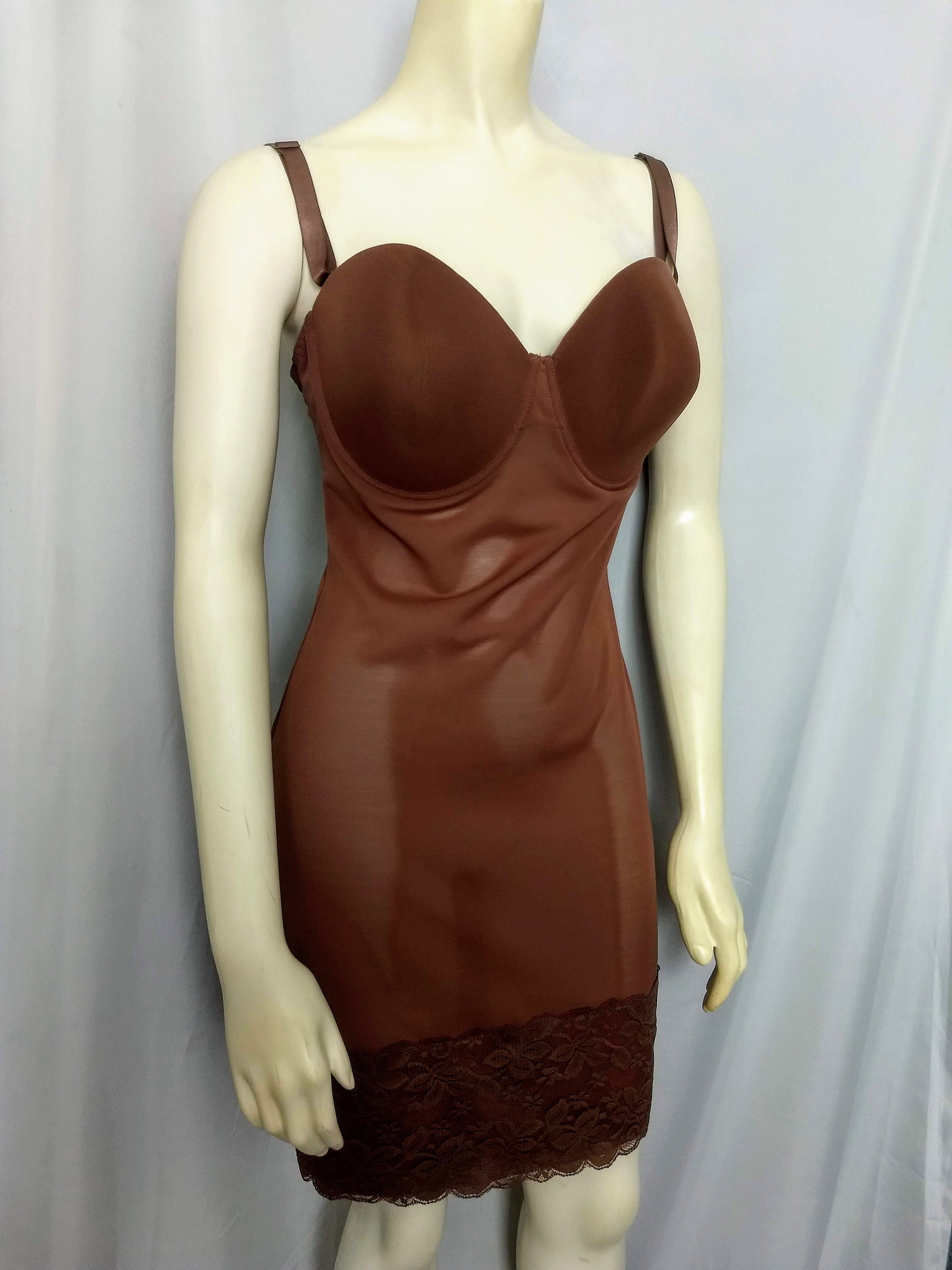 Body Shaper with Bra Slip/Brown Full Slip Under Dress Stretchy Etsy