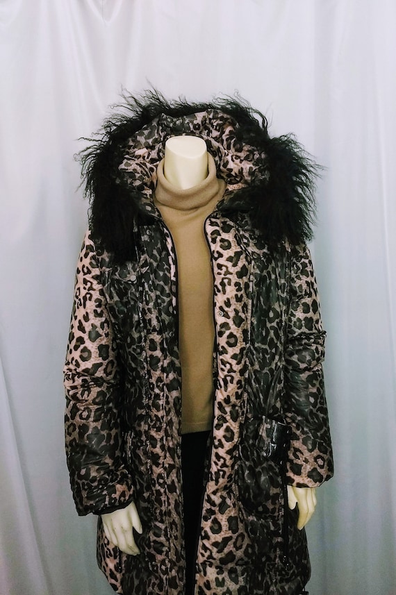 SAMUEL DONG Animal Print Duck Down Puffer rare Hooded Designer