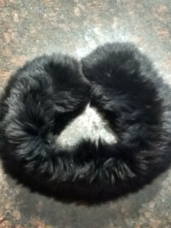 Black Short Fox Fur Collar/Detachable Fox Fur Win… - image 4