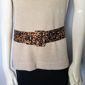 Animal Print Wide Waist Belt With Covered Buckle/vintage  display picture 2