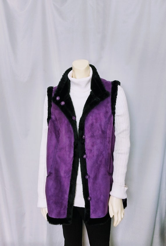 Sale/faux Sheepskin Shearlingvest/purple Winter Warm Vest/super