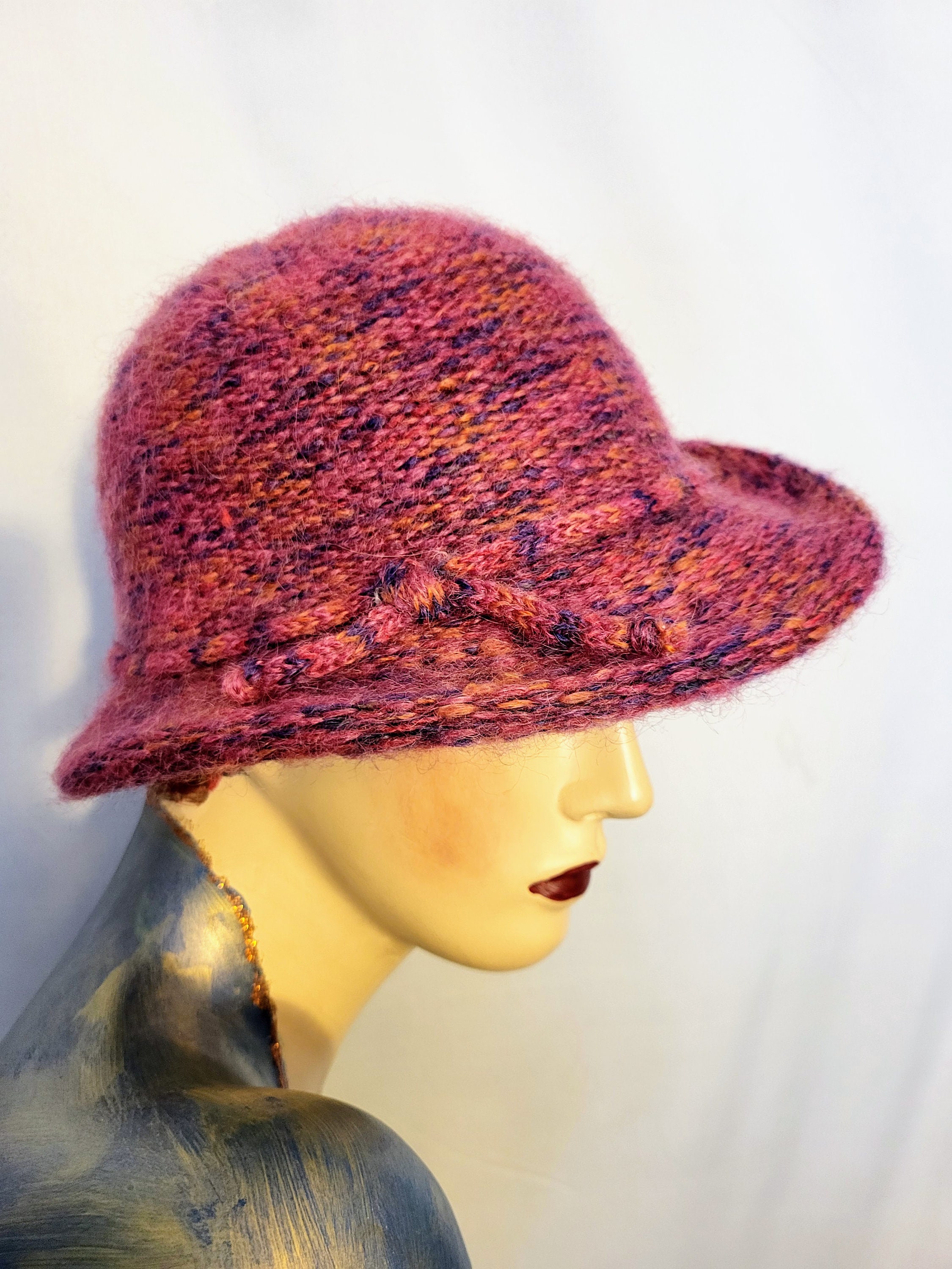 Betmar Vintage Knit Bucket Hat Made in Italy Fair Isle Black  display picture 3