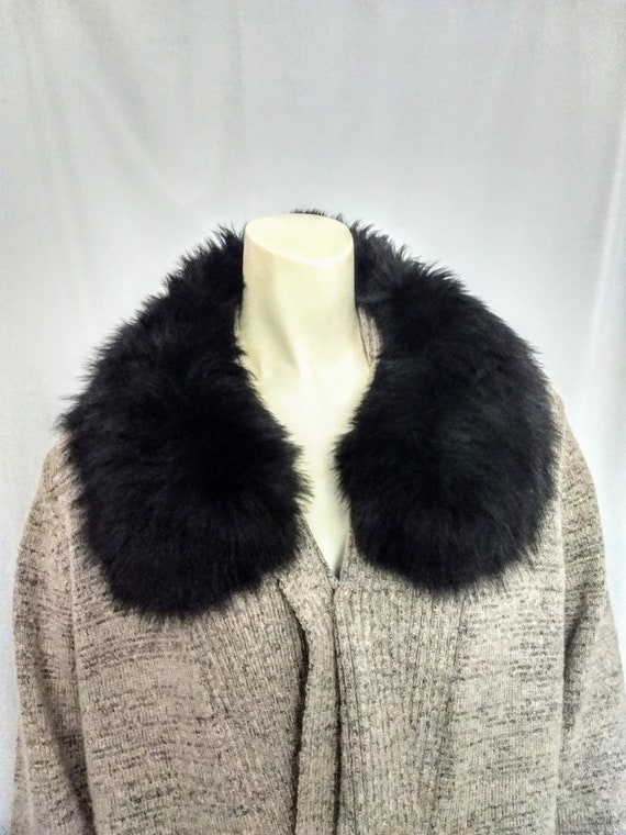 Black Short Fox Fur Collar/Detachable Fox Fur Win… - image 1