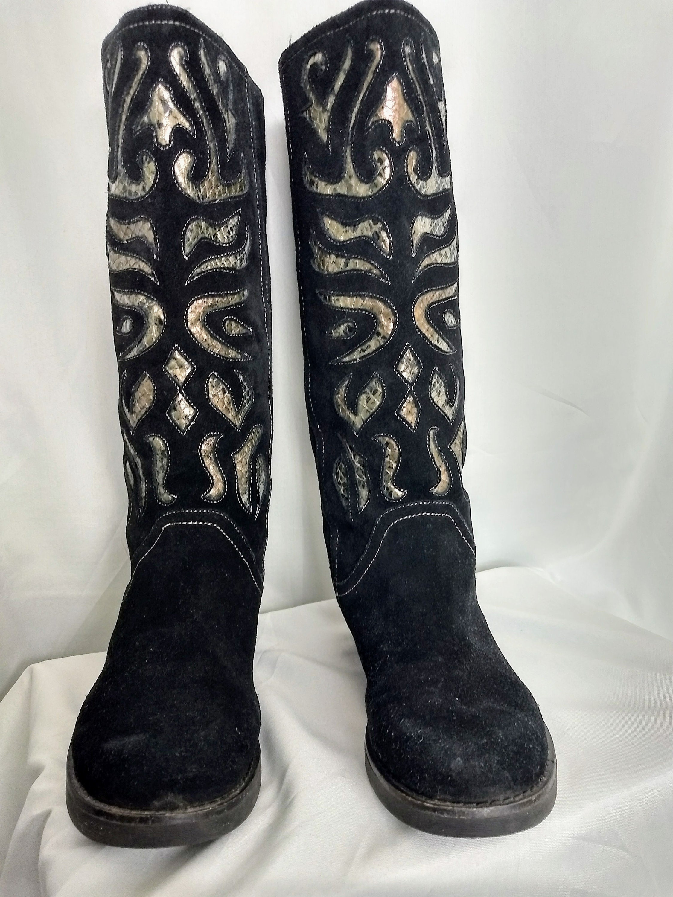 VTG tamaño 10 10 10 Mujer botas negro Slouch botas Winter ante botas botas with Faux Fur Flat negro ante botas Winter botas with Fur Lining,No562 15684a VTG tamaño 10 10 10 Mujer botas negro Slouch botas Winter ante botas botas with Faux Fur Flat negro ante botas Winter botas with Fur Lining,No562 15684a