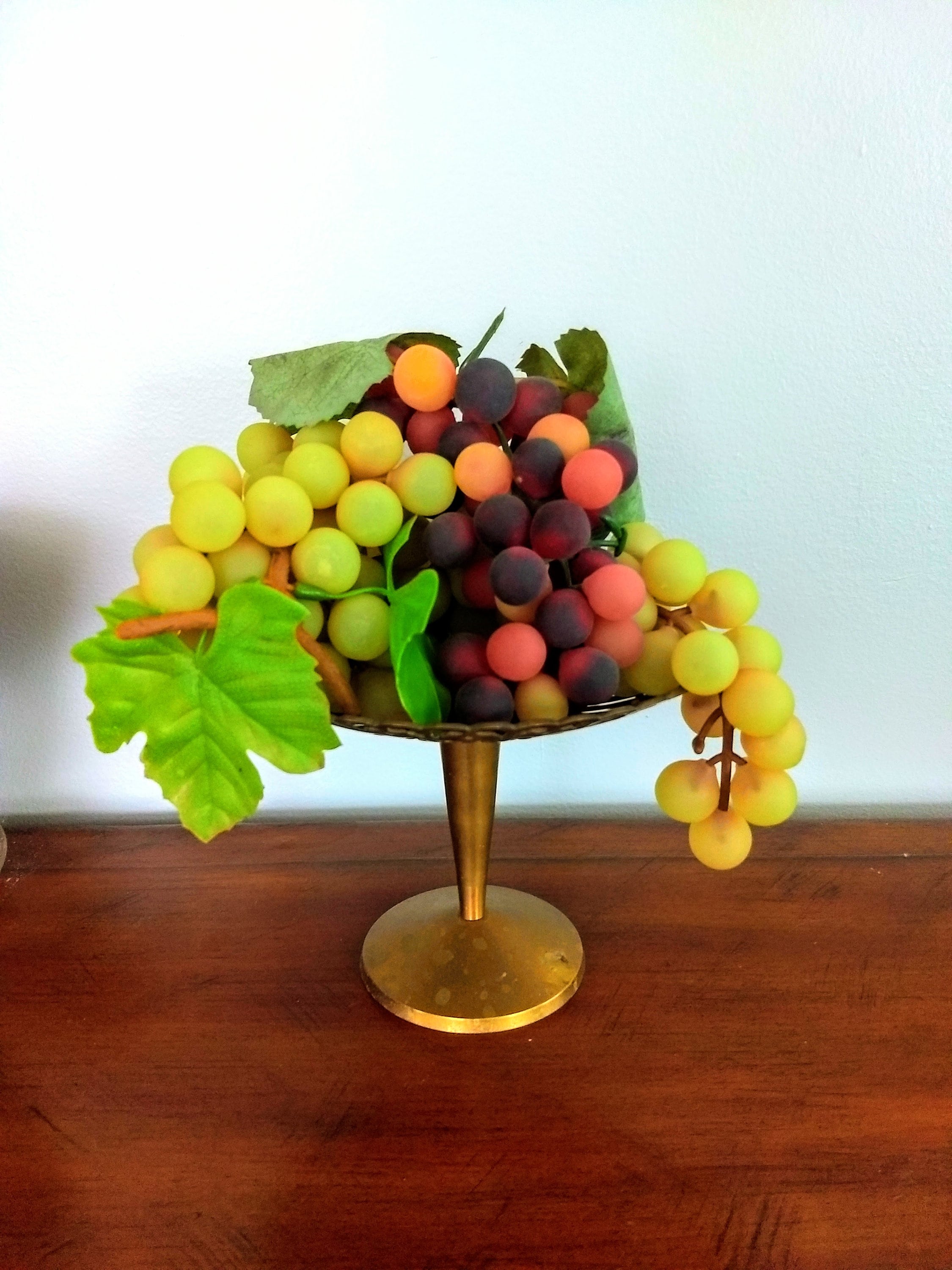 Vintage Set of 2 Plastic Grape Clusters/mid-century Rubber Fake