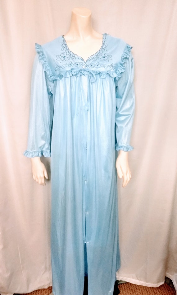 Vintage DREAM AWAY Nightgown and Robe Set/Blue Silky … - Gem