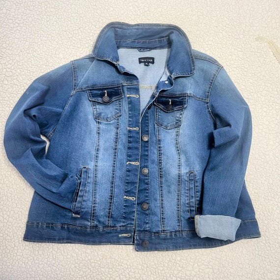 Soft Wash Blue Denim Jeans Short Jacket/women Plus Size Comfy