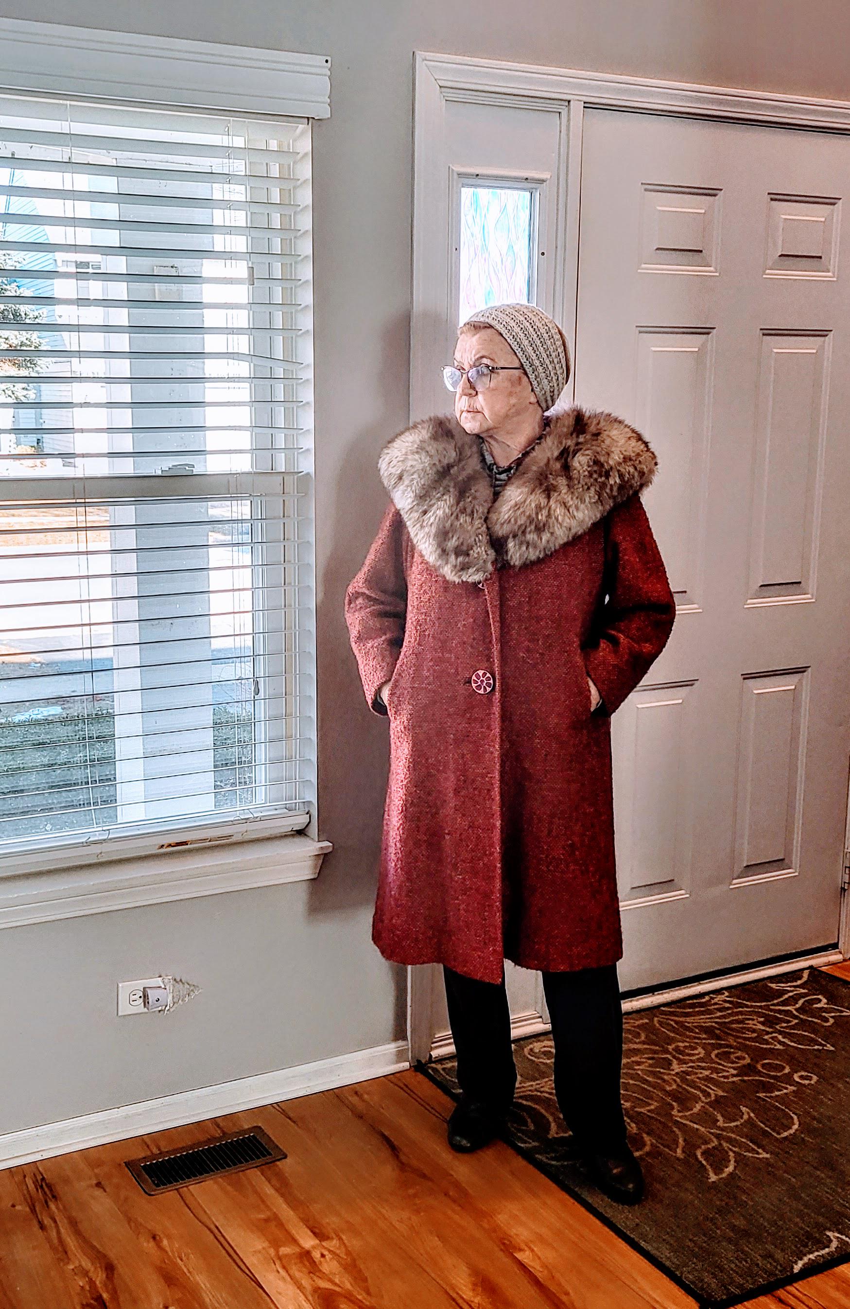 Rare Find Vintage 80s Winter Wool Women's Coat With Huge Crystal