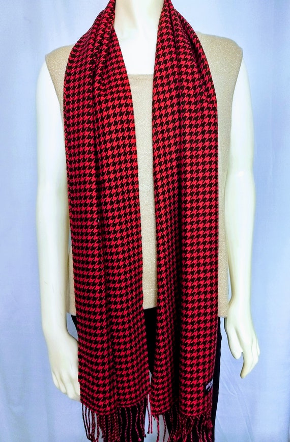 Écharpe 100% Cachemire D'Écosse - Plaid Gris/rouge/blanc, Neuf Avec étiquettes
