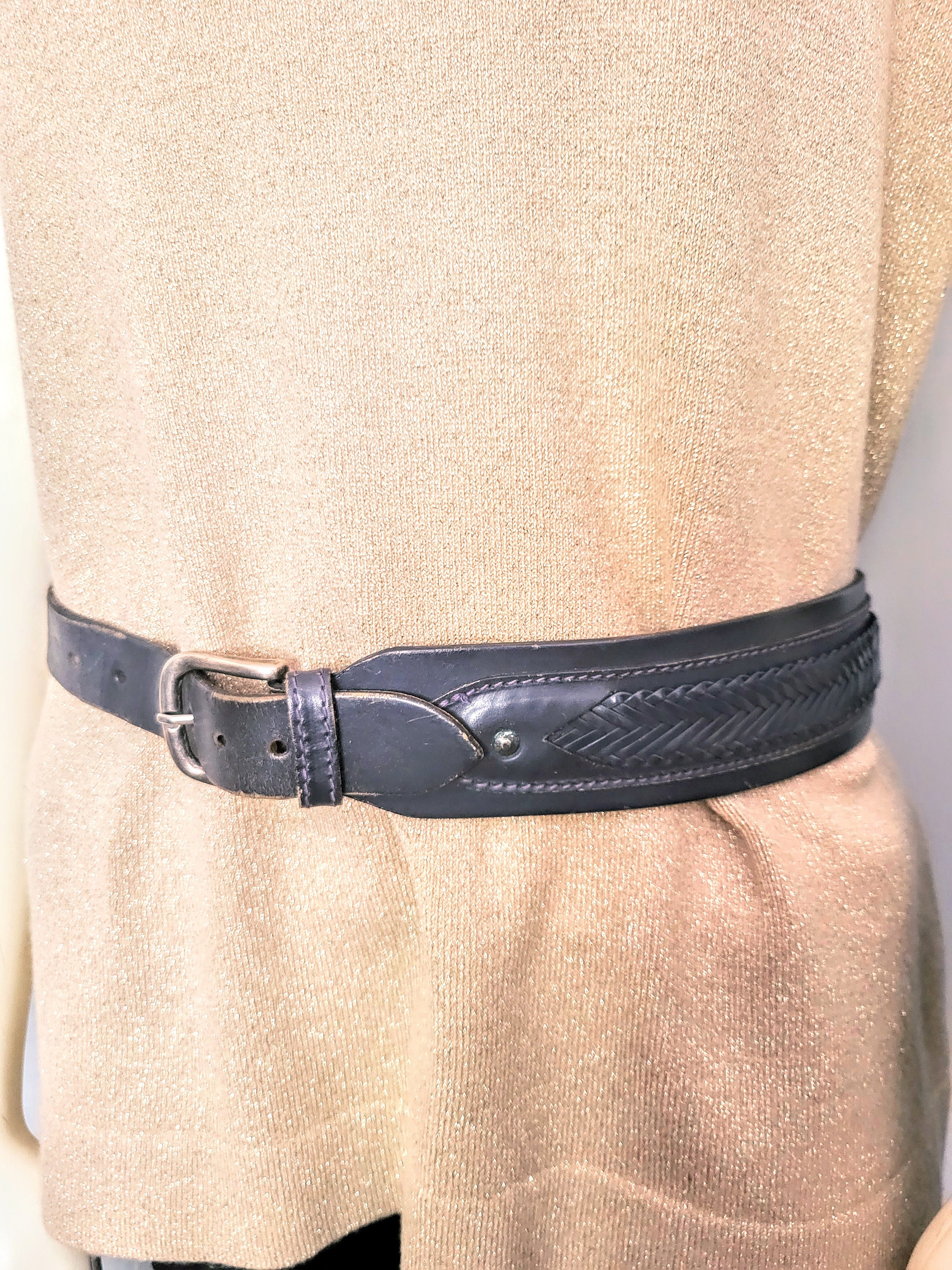 Vintage GIORGIO ARMANI Black Genuine Leather Wide Belt