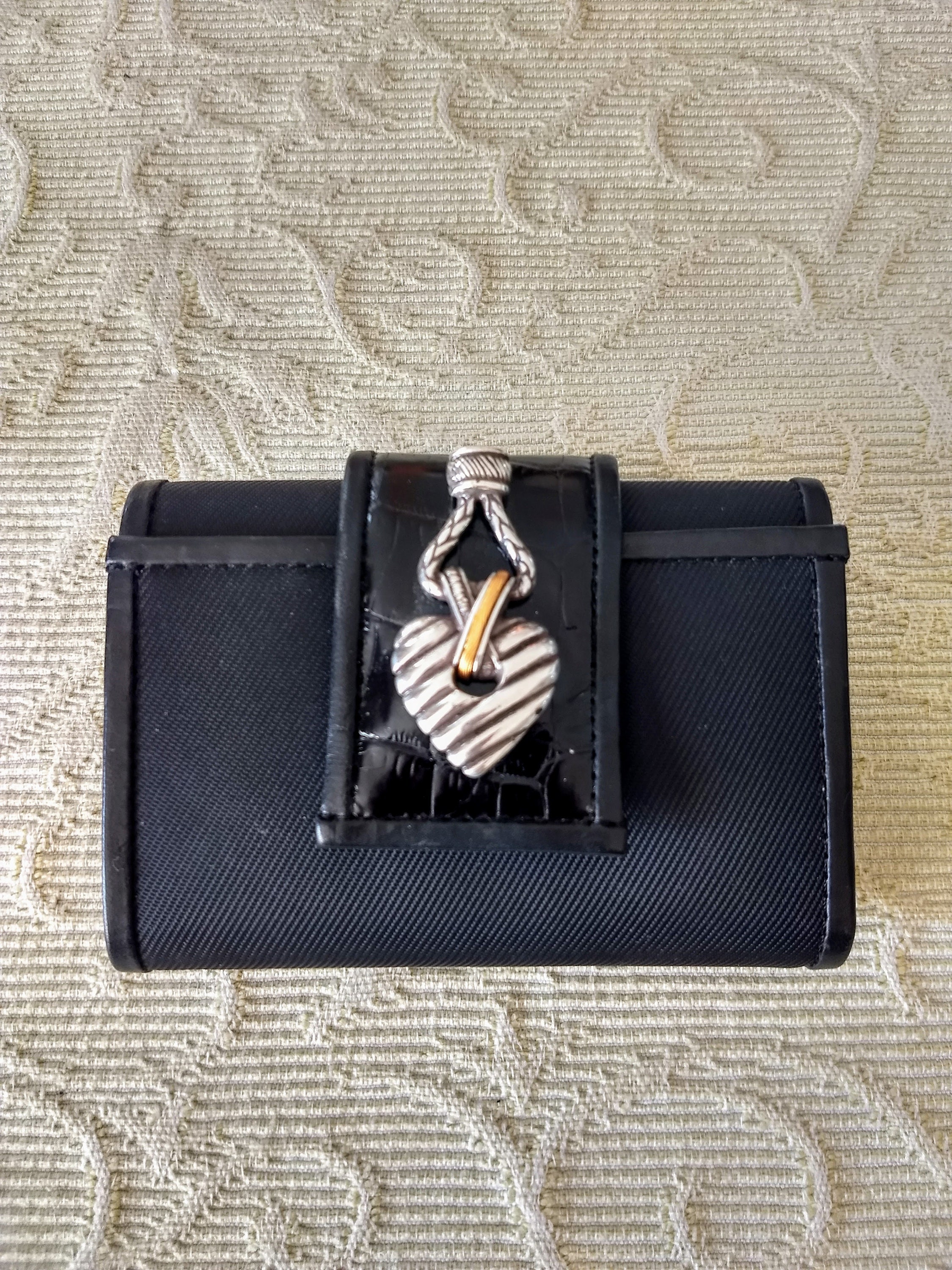 BRIGHTON Unique Mini Wallet/black Leather Be Folded Small 