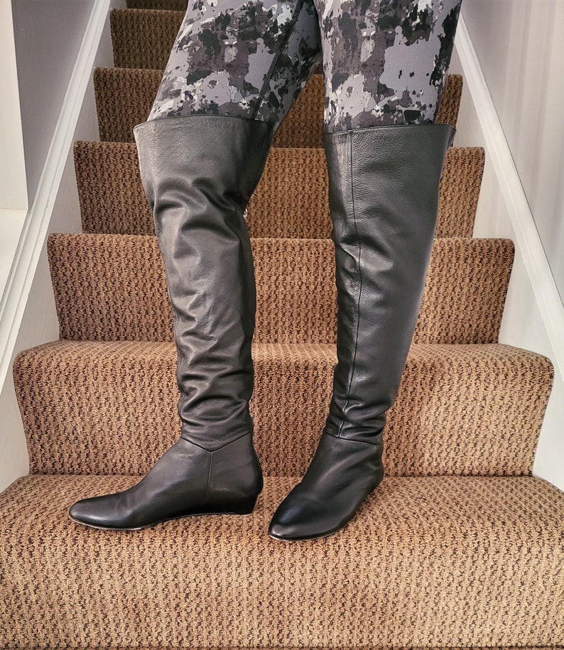 over the knee flat leather boots