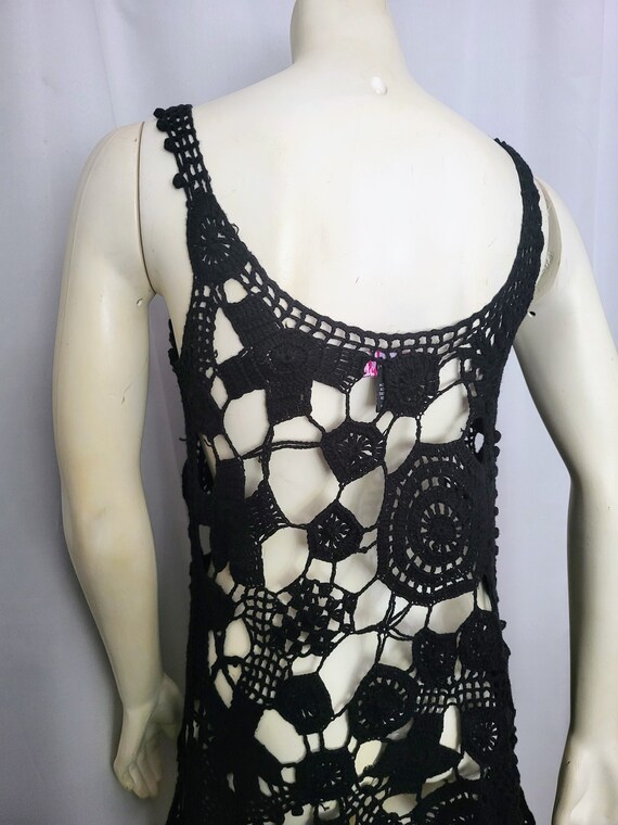 Women's Tanks Hippy Boho Long Crochet Size L Blac… - image 6