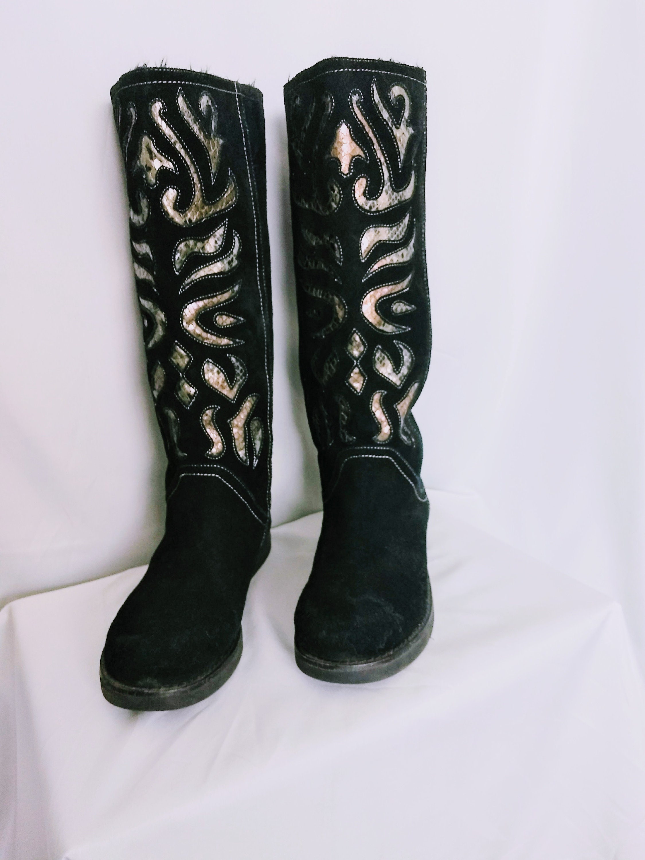 VTG tamaño 10 10 10 Mujer botas negro Slouch botas Winter ante botas botas with Faux Fur Flat negro ante botas Winter botas with Fur Lining,No562 15684a VTG tamaño 10 10 10 Mujer botas negro Slouch botas Winter ante botas botas with Faux Fur Flat negro ante botas Winter botas with Fur Lining,No562 15684a