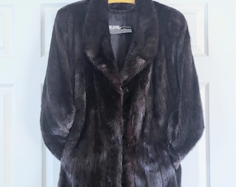 40% OFF/Evans Vintage Mink Fur Coat L-XL/Brown Full Length Silky Fur/