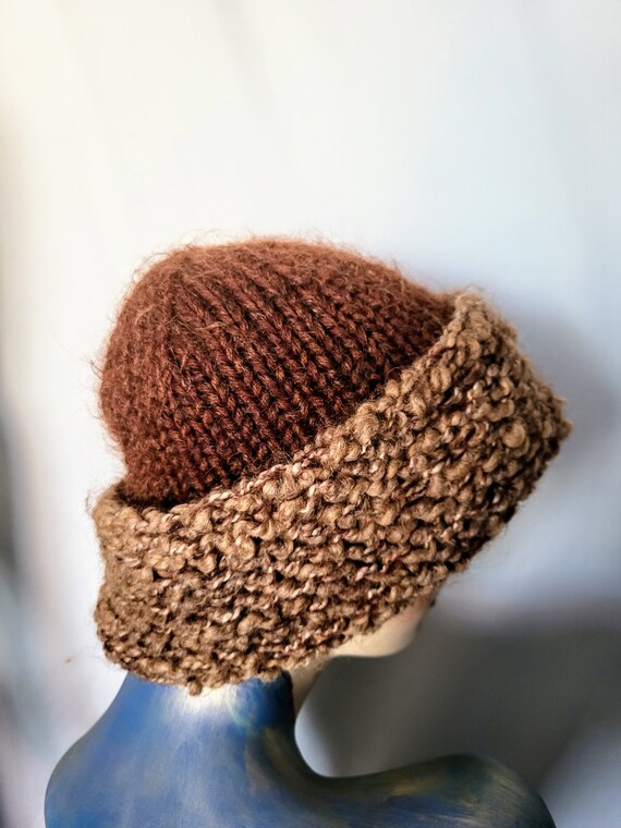 Two Tons Hand Knitted Winter Beannie Hat with Bro… - image 5