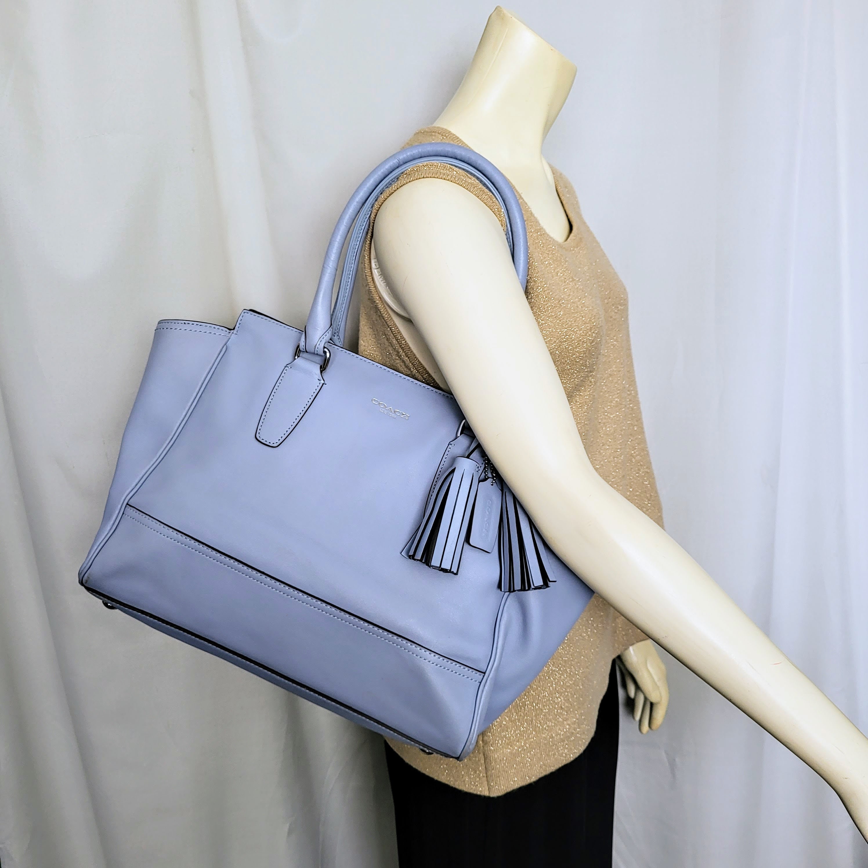 COACH Legacy Leather Candace Carryall 24201 Robin Blue Shoulder Bag rare Find Tote Bag Decor Tassel Unique Color Zippered Designer Purse 199 Etsy Ireland